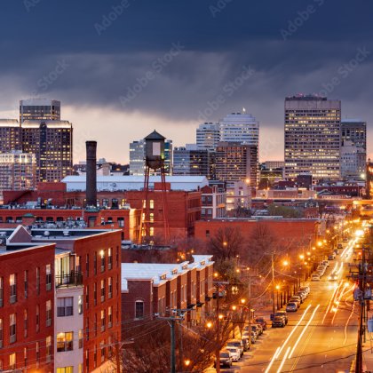 city landscape and buildings at night